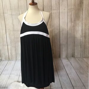Black and white halter dress